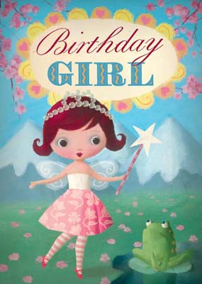 Birthday Girl Fairy with Wand Greeting Card by Stephen Mackey
